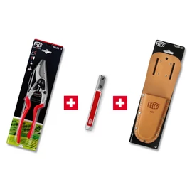 FELCO 13 metszőolló + FELCO 906 élező + FELCO 923 bőr metszőolló tok